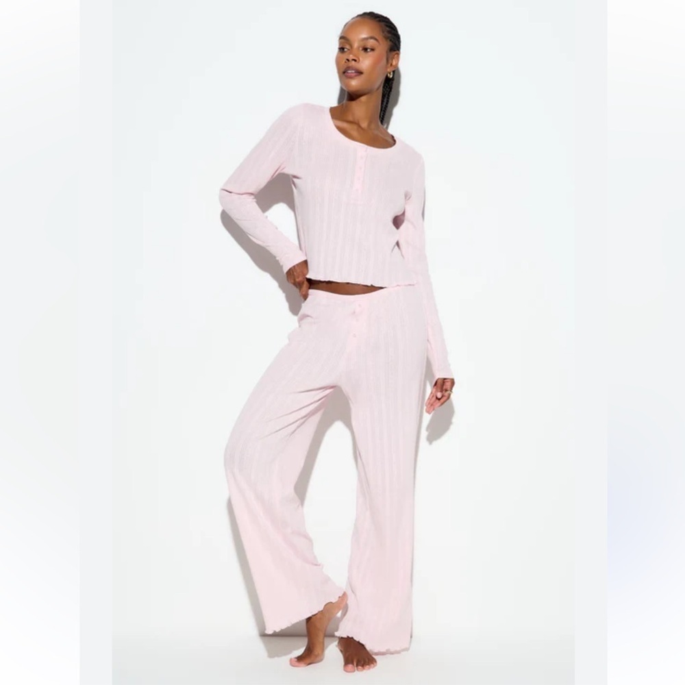 NWT Spiritual Gangster 2 Piece Pajama Set Orion Pointelle Pink Size S/M